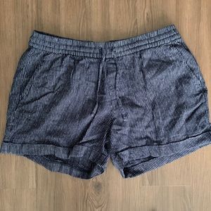Navy Pinstripe Linen Shorts